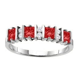 "Echo" 2-6 Princess Cut Stones Ring With Accents