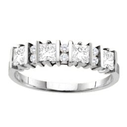 "Echo" 2-6 Princess Cut Stones Ring With Accents