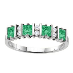 "Echo" 2-6 Princess Cut Stones Ring With Accents