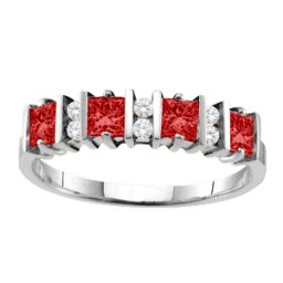 "Echo" 2-6 Princess Cut Stones Ring With Accents