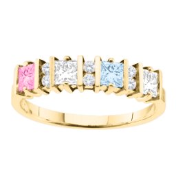 "Echo" 2-6 Princess Cut Stones Ring With Accents