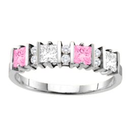 "Echo" 2-6 Princess Cut Stones Ring With Accents