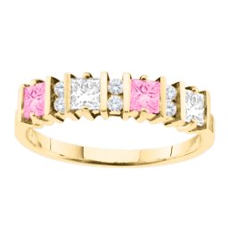 "Echo" 2-6 Princess Cut Stones Ring With Accents