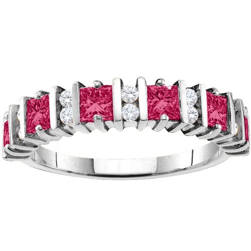 "Echo" 2-6 Princess Cut Stones Ring With Accents