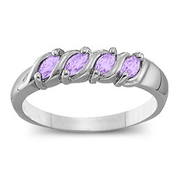 Marquise Gemstone Wave Ring