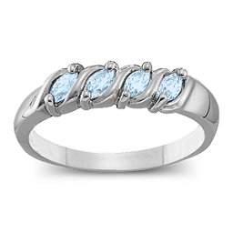 Marquise Gemstone Wave Ring