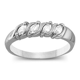 Marquise Gemstone Wave Ring