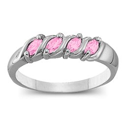 Marquise Gemstone Wave Ring