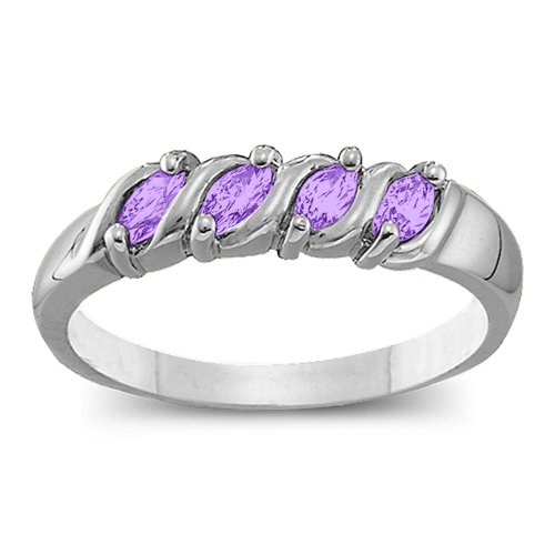 Marquise Gemstone Wave Ring