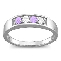 Geometric 3-6 Stones Ring