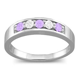 Geometric 3-6 Stones Ring