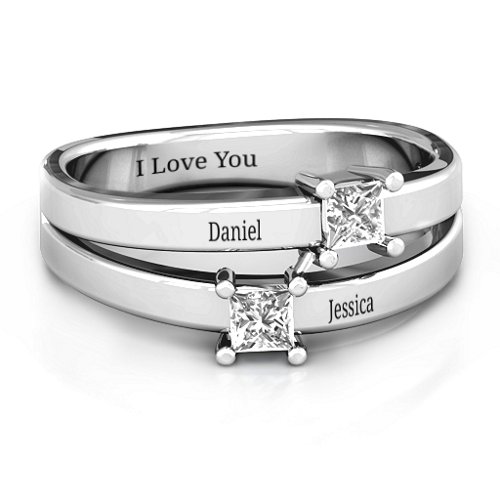 Double Princess Cut Ring