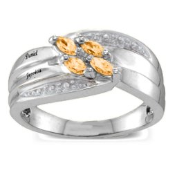 Angled 2-6 Marquise Ring