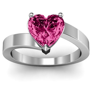 Pink Heart Shaped Solitaire Diamond Ring