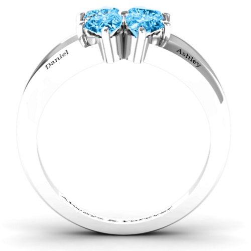 Engravable Clover Heart Cut Gemstone Ring with Split Shank
