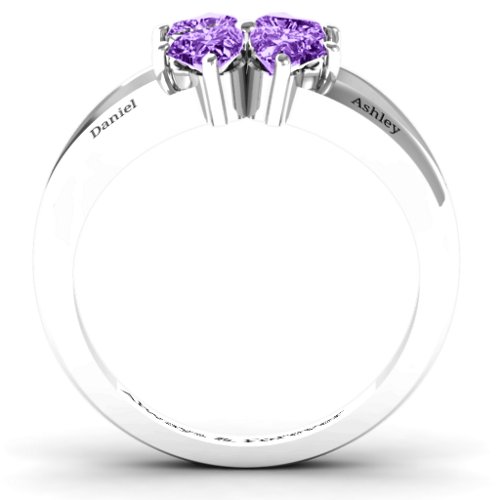 Engravable Clover Heart Cut Gemstone Ring with Split Shank