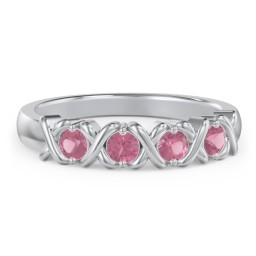 Hugs & Kisses XOXO Ring with 2-5 Stones in 925 Sterling Silver with Pink Tourmaline