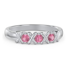 Hugs & Kisses XOXO Ring with 2-5 Stones in 925 Sterling Silver with Pink Tourmaline