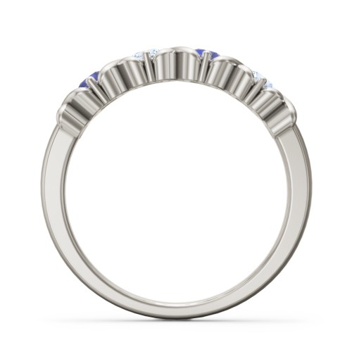 Hugs & Kisses XOXO Ring with 2-5 Stones – 10K White Gold with Blue Sapphire and Aquamarine