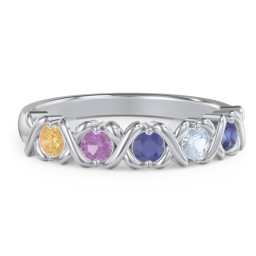 Hugs & Kisses XOXO Ring with 2-5 Stones in 925 Sterling Silver with Citrine and Amethyst