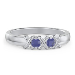 Hugs & Kisses XOXO Ring with 2-5 Stones in 925 Sterling Silver with Blue Sapphire