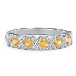 Hugs & Kisses XOXO Ring with 2-5 Stones in 925 Sterling Silver with Citrine