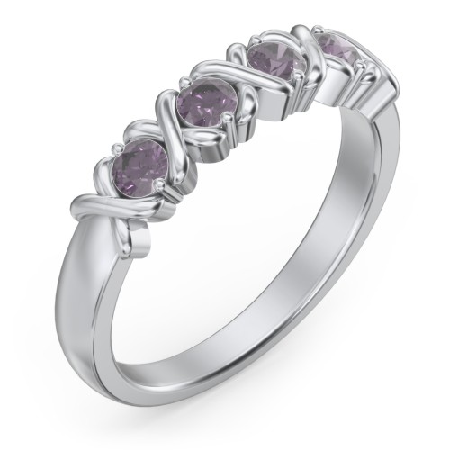 Hugs & Kisses XOXO Ring with 2-5 Stones – Sterling Silver with Alexandrite