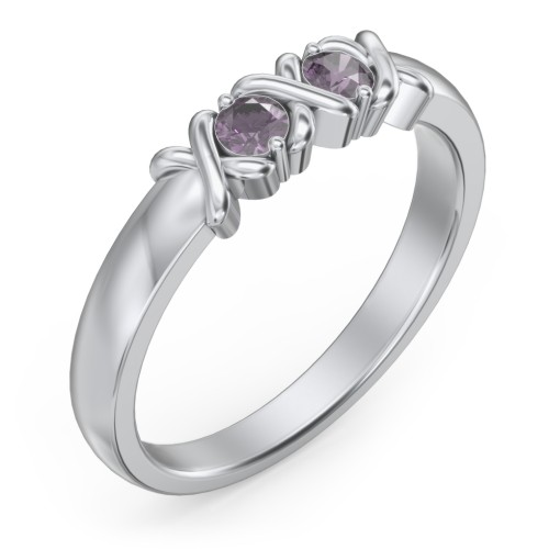 Hugs & Kisses XOXO Ring with 2-5 Stones – Sterling Silver with Alexandrite