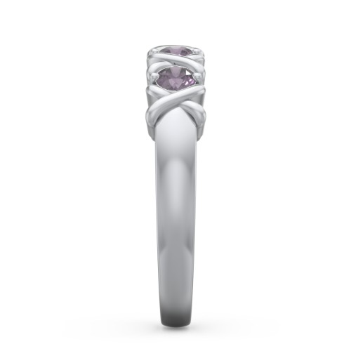 Hugs & Kisses XOXO Ring with 2-5 Stones – Sterling Silver with Alexandrite