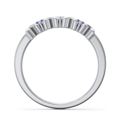 Hugs & Kisses XOXO Ring with 2-5 Stones – Sterling Silver with Blue Sapphire and Aquamarine