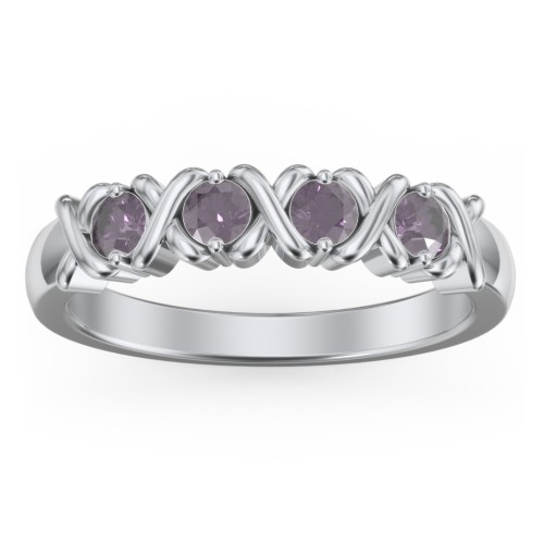 Hugs & Kisses XOXO Ring with 2-5 Stones – Sterling Silver with Alexandrite