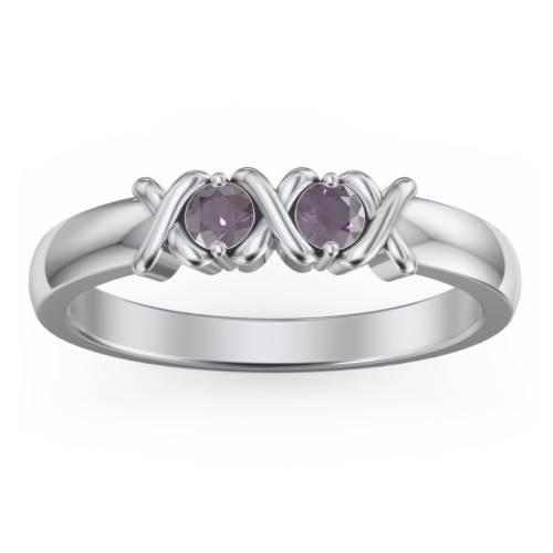 Hugs & Kisses XOXO Ring with 2-5 Stones – Sterling Silver with Alexandrite