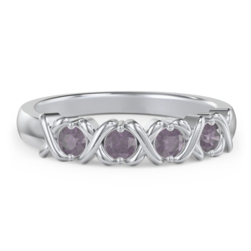 Hugs & Kisses XOXO Ring with 2-5 Stones – Sterling Silver with Alexandrite