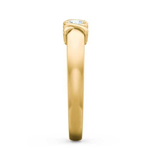 Hugs & Kisses XOXO Ring with 2-5 Stones – 10K Yellow Gold with Blue Sapphire and Aquamarine
