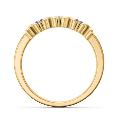 Hugs & Kisses XOXO Ring with 2-5 Stones – 10K Yellow Gold with Blue Sapphire and Aquamarine