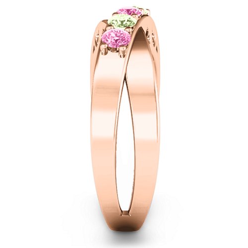 Across My Heart 4-Stone Ring – 10K Rose Gold with Pink Tourmaline and Peridot