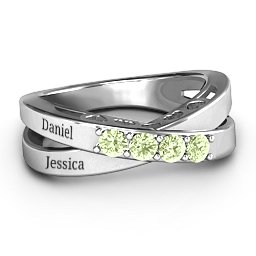 Across My Heart 4-Stone Ring in 925 Sterling Silver with Peridot
