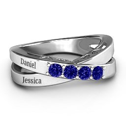 Across My Heart 4-Stone Ring in 925 Sterling Silver with Blue Sapphire
