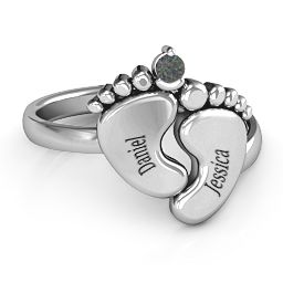 Toe-tally In Love Engravable Birthstone Footprint Ring