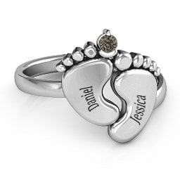 Toe-tally In Love Engravable Birthstone Footprint Ring