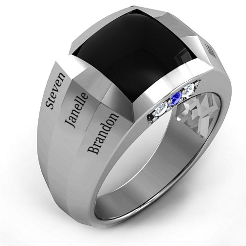 Engravable Statement 6-Stone Men's Ring