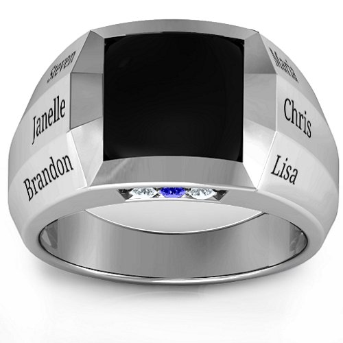 Engravable Statement 6-Stone Men's Ring