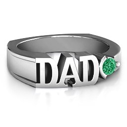 Greatest Dad Birthstone Men's Ring in 925 Sterling Silver with Emerald