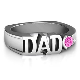 Greatest Dad Birthstone Men's Ring in 925 Sterling Silver with Pink Tourmaline