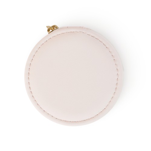 Engravable Round Jewelry Travel Case in Cream