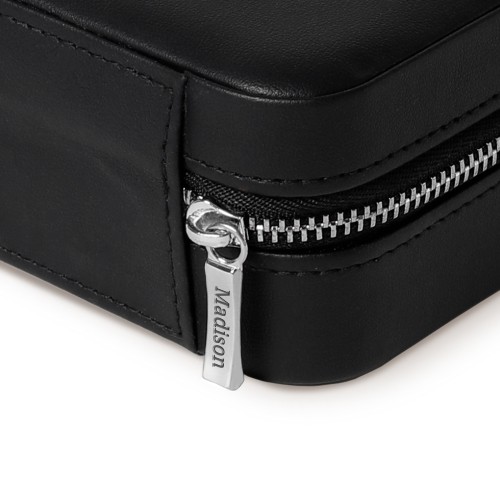 Personalized Square Travel Jewelry Case in Black