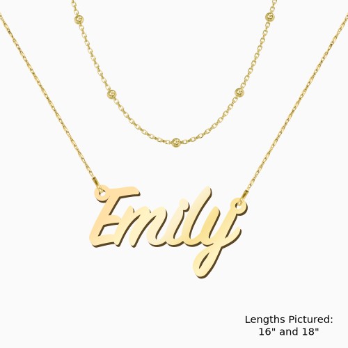 Personalized Name Necklace Layering Set with Ball Station Chain