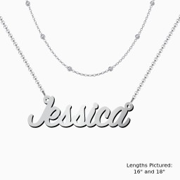 Personalized Name Necklace Layering Set with Ball Station Chain