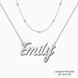 Personalized Name Necklace Layering Set with Ball Station Chain
