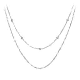 Personalized Necklace Layering Set with Ball Station Chain and Cable Chain